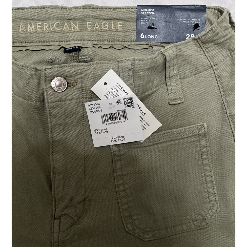 American Eagle Outfitters Pastel Green Classic Boot Mid- Rise Stretch Jeans 28W